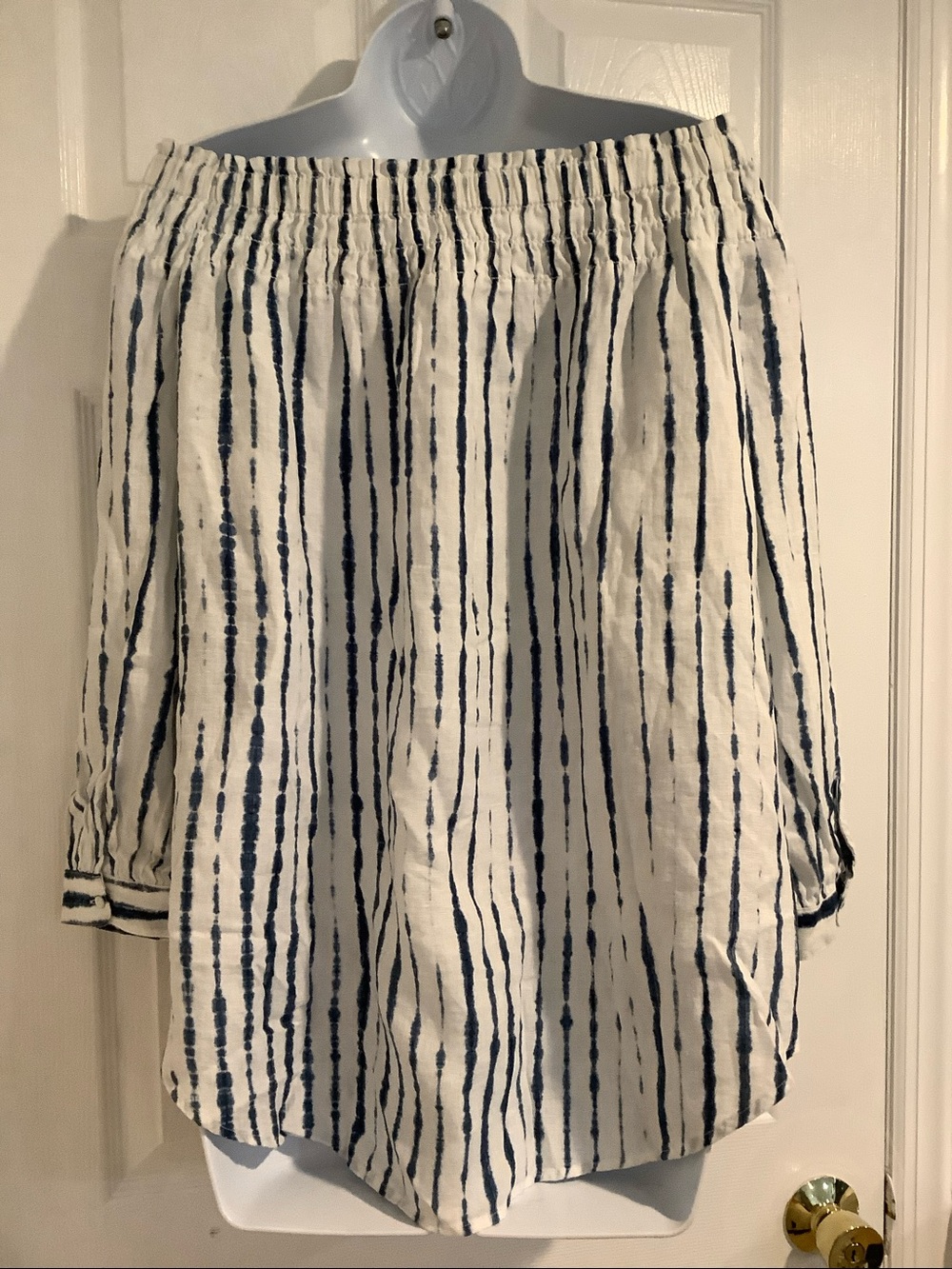 NWT POLO RALPH LAUREN Blue/White 100% Linen Coastal Grandma Beach Resort Top L - Picture 4 of 9